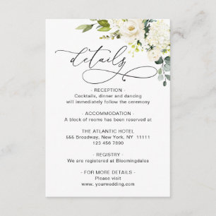 Elegant Eucalyptus White Roses Wedding Details エンクロージャーカード