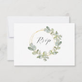 Elegant Eucalyptus Wreath Wedding RSVP (正面)