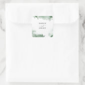 Elegant Eucalytus Greenery Watercolor Wedding スクエアシール (バッグ)