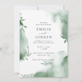 Elegant Eucalytus Greenery Watercolor Wedding  招待状 (正面)