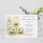 Elegant Eucharist First Communion Floral 招待状 (スタンド正面)