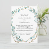 Elegant Eukalyptus Grün Gold einladung 招待状 (スタンド正面)