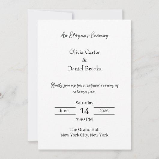 Elegant Evening Classic Wedding Invitation 招待状 (正面)