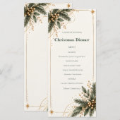 Elegant Evergreen Gold Christmas Dinner Menu メニュー (正面/裏面)