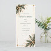 Elegant Evergreen Gold Christmas Dinner Menu メニュー (スタンド正面)