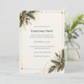 Elegant Evergreen Gold Christmas Party Invitation 招待状 (スタンド正面)