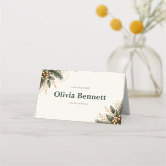 Elegant Evergreen Gold Christmas Place Card プレイスカード
