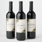 Elegant Evergreen Gold Christmas Wine Label ワインラベル (ボトル)