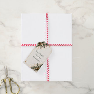 Elegant Evergreen Gold Merry Christmas Gift Tags ギフトタグ