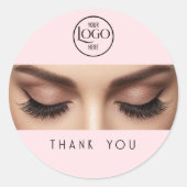 Elegant Eyelash Extension Makeup Artist Logo ラウンドシール (正面)