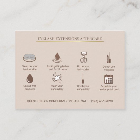 Elegant Eyelash Extensions Lash Aftercare 名刺 (裏面)