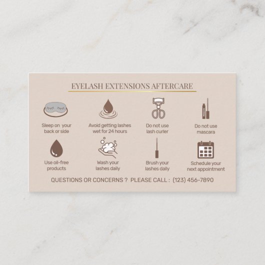 Elegant Eyelash Extensions Lash Aftercare 名刺 (裏面)