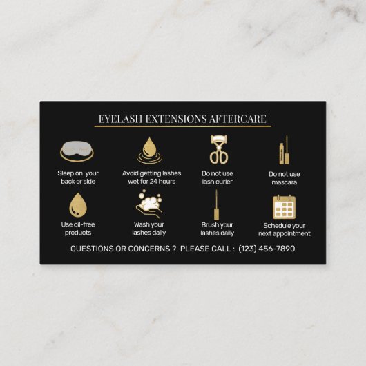 Elegant Eyelash Extensions Lash Aftercare 名刺 (裏面)