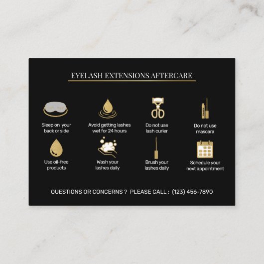 Elegant Eyelash Extensions Lash Aftercare 名刺 (裏面)