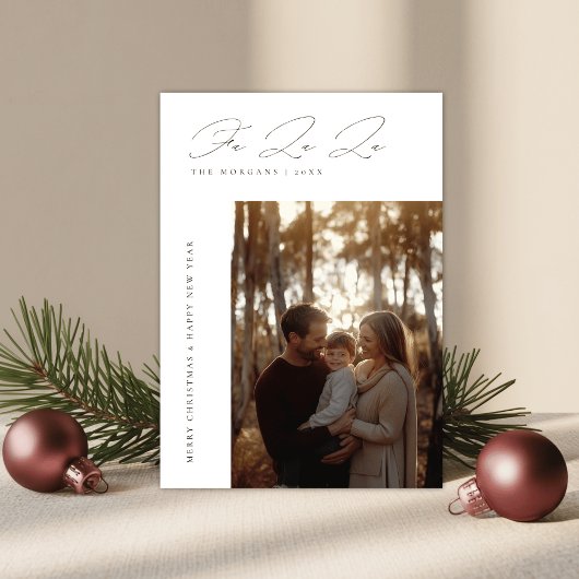 Elegant Fa La La Christmas Rustic Family Photo シーズンカード