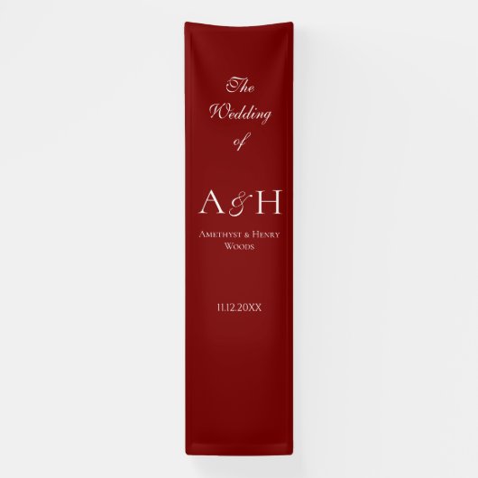 Elegant Fabric Wedding Welcome Banner - Ruby Red 横断幕 (縦)