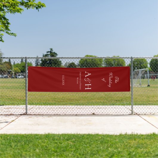 Elegant Fabric Wedding Welcome Banner - Ruby Red 横断幕 (インサイチュ)