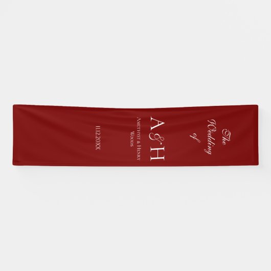 Elegant Fabric Wedding Welcome Banner - Ruby Red 横断幕 (横)