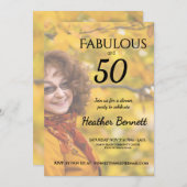 Elegant Fabulous 50Modern Photo Birthday Party  招待状 (正面/裏面)