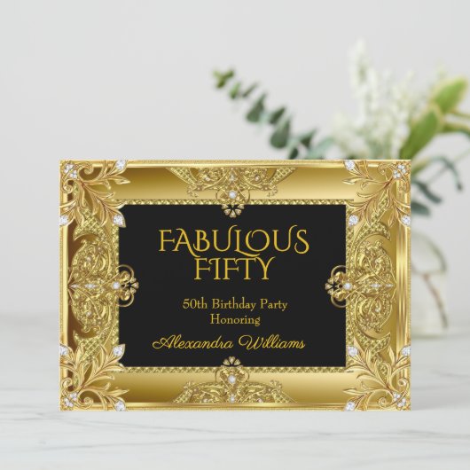 Elegant Fabulous Diamonds Gold Gems black 案内状 (スタンド正面)