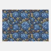 Elegant Faded Hydrangea Floral Pattern Decoupage ラッピングペーパーシート (正面3)