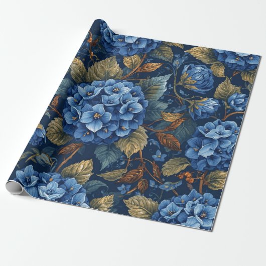Elegant Faded Hydrangea Floral Pattern Decoupage ラッピングペーパー (アンロールド)