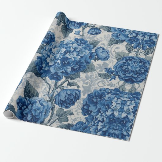 Elegant Faded Hydrangea Floral Pattern Decoupage ラッピングペーパー (アンロールド)