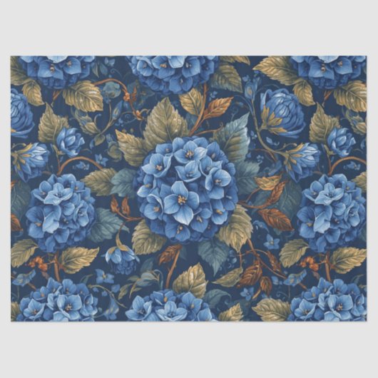 Elegant Faded Hydrangea Floral Pattern Decoupage 薄葉紙 (正面)