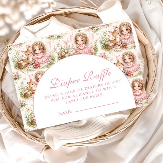 Elegant Fairy Baby Shower Diapper Raffle エンクロージャーカード