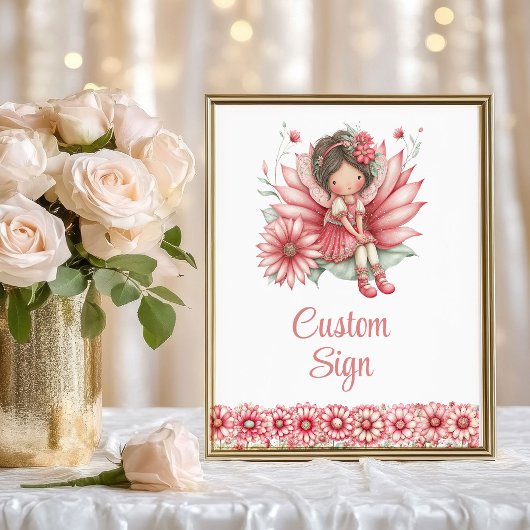 Elegant Fairy Girl Blush Floral Birthday Custom  ポスター