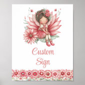 Elegant Fairy Girl Blush Floral Birthday Custom  ポスター (正面)