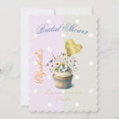 Elegant Faith Floral Cupcake Pastel Dot Gold Heart 招待状 (正面)