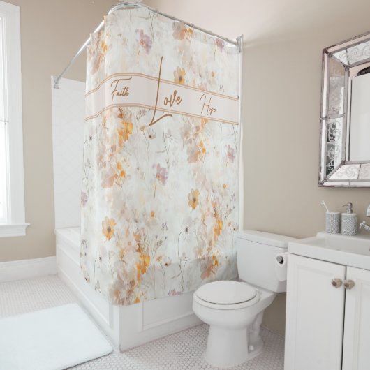 Elegant Faith Hope Love Watercolor シャワーカーテン (インサイチュ)