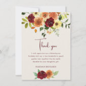 Elegant Fall | Autumn Floral Birthday  サンキューカード (正面)