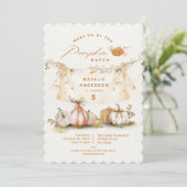 Elegant Fall Autumn Pumpkin Patch Birthday Party 招待状 (スタンド正面)
