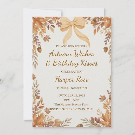 Elegant Fall Birthday Invitation 招待状 (正面)