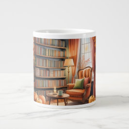 Elegant Fall Bookshelf MUG — Cozy Curtain ジャンボコーヒーマグカップ