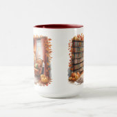 Elegant Fall Bookshelf Mug — Cozy Curtain マグカップ (中央)