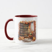 Elegant Fall Bookshelf Mug — Cozy Curtain マグカップ (左)
