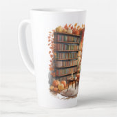 Elegant Fall Bookshelf Tasses — Cozy Curtain カフェラテマグ (左アングル)