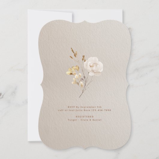 Elegant Fall Bridal Shower Gown Invitation 招待状 (裏面)