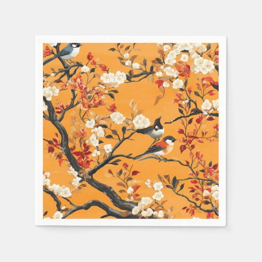 Elegant Fall Chinoiserie Paper Plate スタンダードカクテルナプキン (正面)