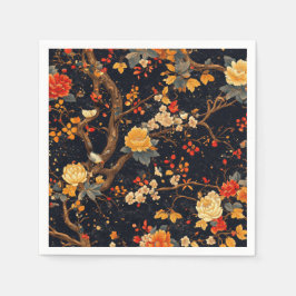 Elegant Fall Chinoiserie Paper Plate スタンダードカクテルナプキン