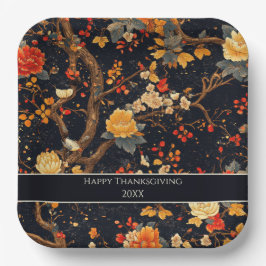 Elegant Fall Chinoiserie Paper Plate ペーパープレート