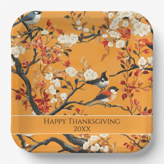 Elegant Fall Chinoiserie Paper Plate ペーパープレート (正面)
