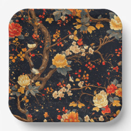 Elegant Fall Chinoiserie Paper Plate ペーパープレート
