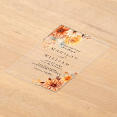 Elegant Fall Daisy Floral Wedding アクリル招待状 (レイダウン)