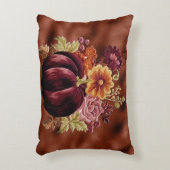 Elegant Fall Embroidered Pumpkin Flowers アクセントクッション (正面(垂直))