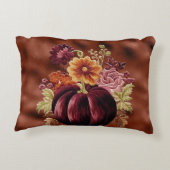 Elegant Fall Embroidered Pumpkin Flowers アクセントクッション (裏面)
