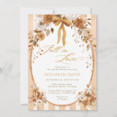 Elegant Fall Floral Bow Fall in Love Bridal Shower 招待状 (正面)